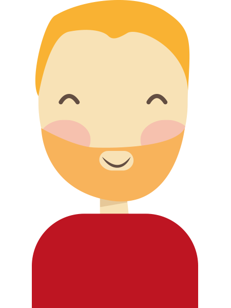 ein Mann mit Bart und rotem Hemd